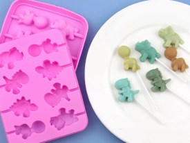 Molde silicona 8 chupetines dinosaurios 